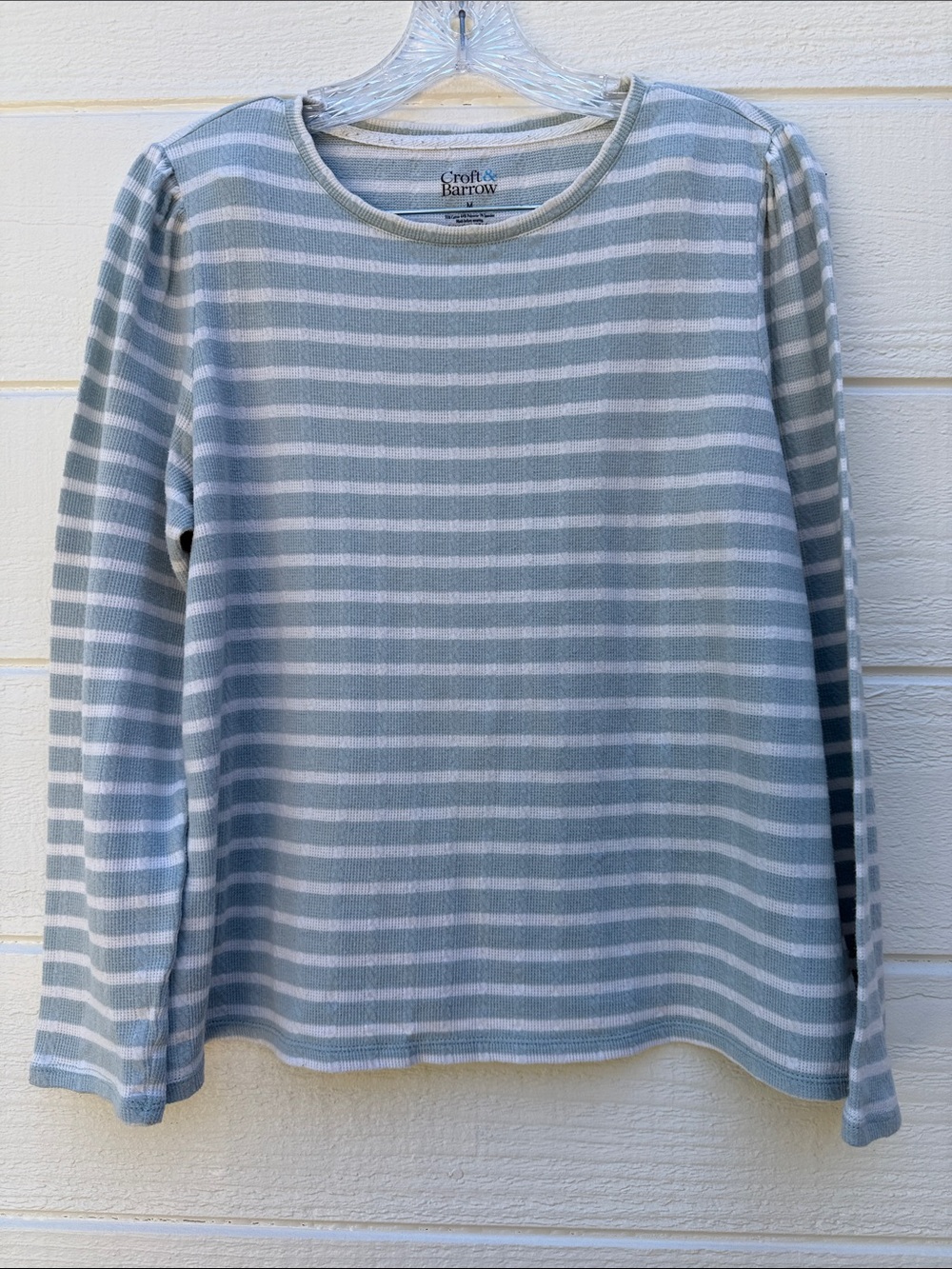 croft & barrow Blue and White Striped Long Sleeve Soft Tee Top